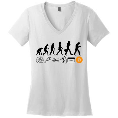 The Human Evolution Of Money Bitcoin Women's V-Neck T-Shirt