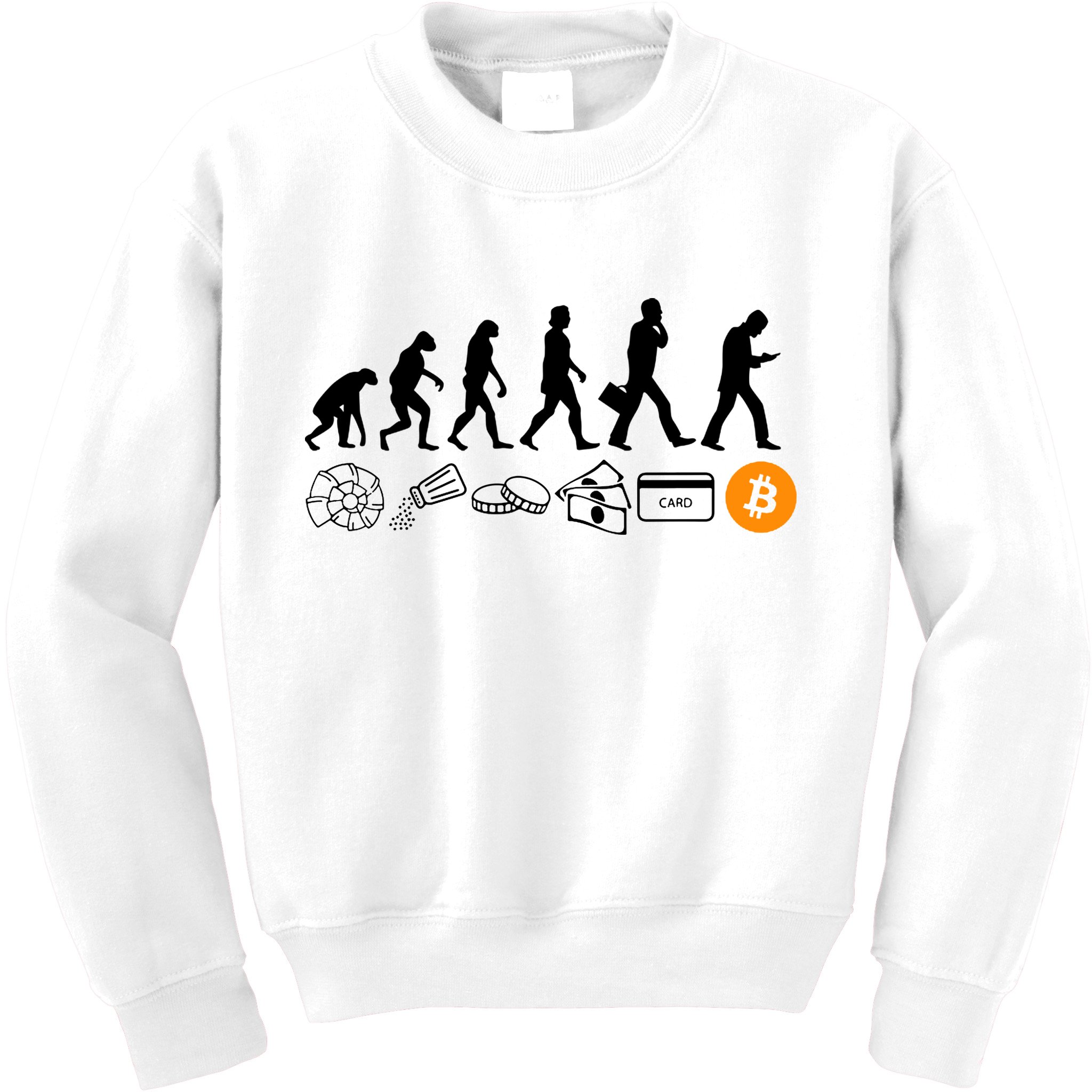 The Human Evolution Of Money Bitcoin Kids Sweatshirt