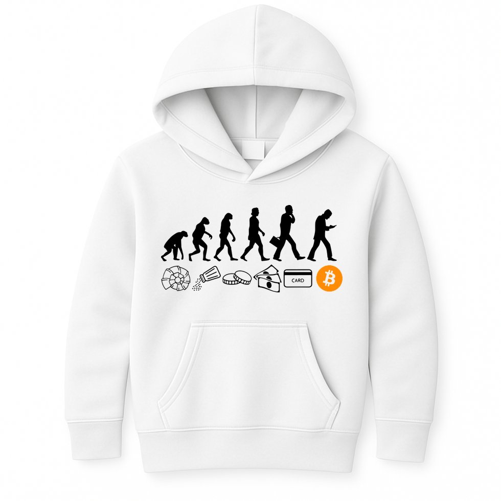 The Human Evolution Of Money Bitcoin Kids Hoodie