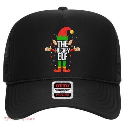 The Hockey Elf Christmas Costume For Ice Hockey Player Gift High Crown Mesh Back Trucker Hat