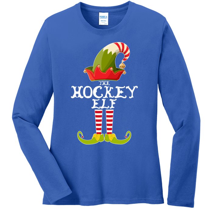 The Hockey Elf Funny Christmas Gift Matching Family Group Great Gift Ladies Long Sleeve Shirt