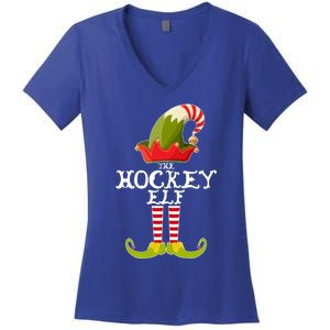 The Hockey Elf Funny Christmas Gift Matching Family Group Great Gift Women's V-Neck T-Shirt