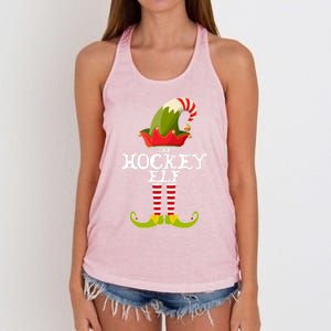 The Hockey Elf Funny Christmas Gift Matching Family Group Great Gift Women's Knotted Racerback Tank