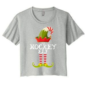 The Hockey Elf Funny Christmas Gift Matching Family Group Great Gift Women's Crop Top Tee