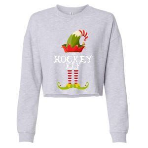 The Hockey Elf Funny Christmas Gift Matching Family Group Great Gift Cropped Pullover Crew