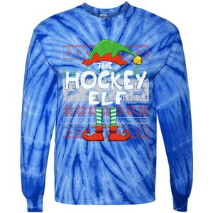 The Hockey Elf Matching Family Ugly Christmas Gift Tie-Dye Long Sleeve Shirt