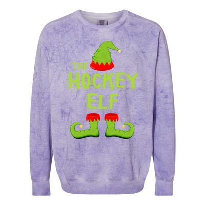 The Hockey Elf Gift Matching Christmas Elf Gift Colorblast Crewneck Sweatshirt