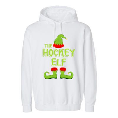 The Hockey Elf Gift Matching Christmas Elf Gift Garment-Dyed Fleece Hoodie