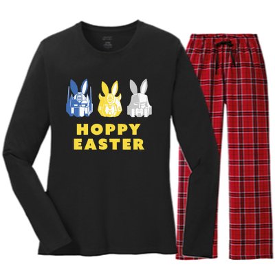 T.Ransformers Hoppy Easter Group Bunny Line Up Women's Long Sleeve Flannel Pajama Set 