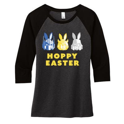 T.Ransformers Hoppy Easter Group Bunny Line Up Women's Tri-Blend 3/4-Sleeve Raglan Shirt