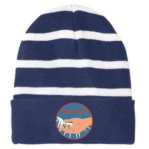 Together Hand Emblem Striped Beanie with Solid Band