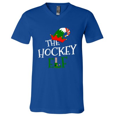 The Hockey Elf Family Matching Group Gift Christmas Costume Gift V-Neck T-Shirt