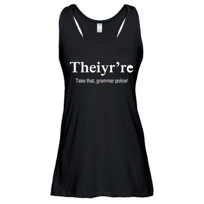 Theiy're Take That Grammar Police Ladies Essential Flowy Tank