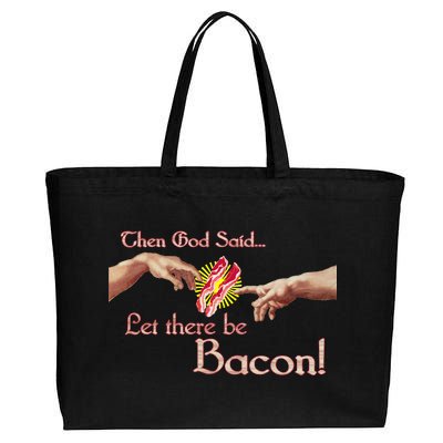 Then God Said Let There Be Bacon Cotton Canvas Jumbo Tote