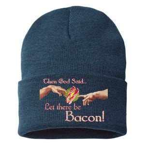 Then God Said Let There Be Bacon Sustainable Knit Beanie