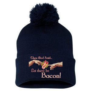 Then God Said Let There Be Bacon Pom Pom 12in Knit Beanie