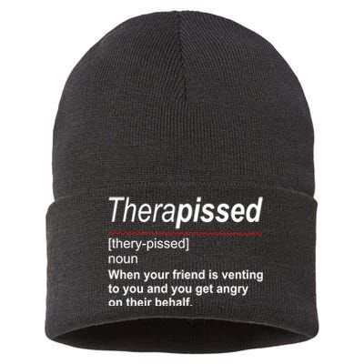 Therapissed Funny Definition Sustainable Knit Beanie