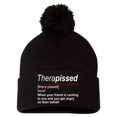 Therapissed Funny Definition Pom Pom 12in Knit Beanie