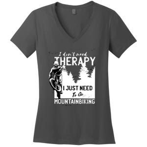 Therapy Mountain Biking Women's V-Neck T-Shirt