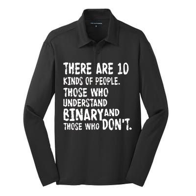 There Are 10 Kind of People Binary Silk Touch Performance Long Sleeve Polo