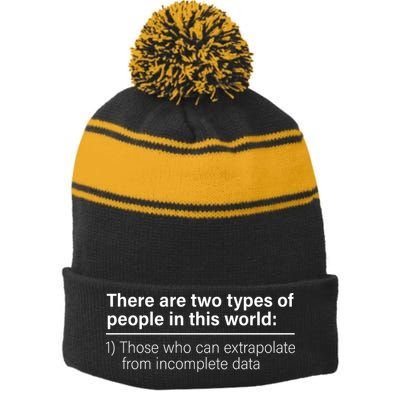 There Are Two Types Of People In This World Stripe Pom Pom Beanie