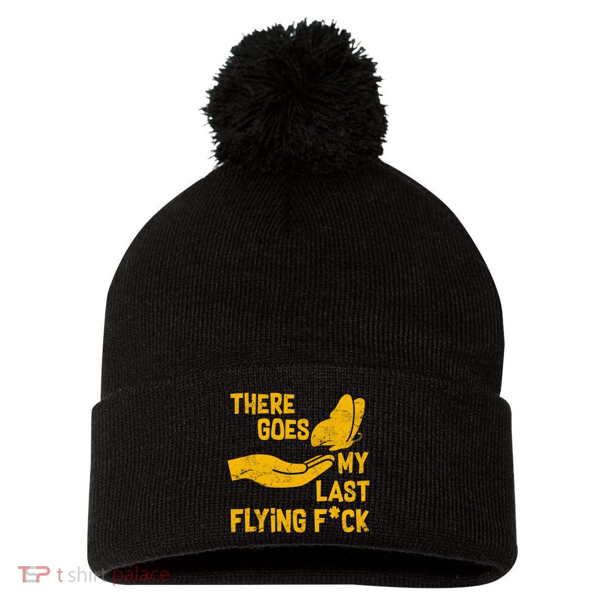 There Goes My Last Flying F*ck Pom Pom 12in Knit Beanie