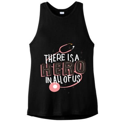 There Is A Hero In All Of Us Nurses Doctors Ladies PosiCharge Tri-Blend Wicking Tank