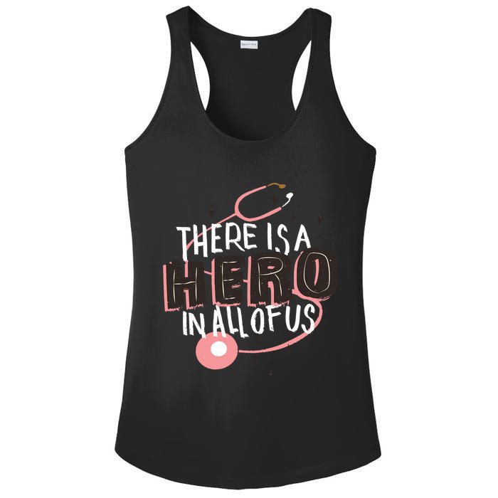 There Is A Hero In All Of Us Nurses Doctors Ladies PosiCharge Competitor Racerback Tank