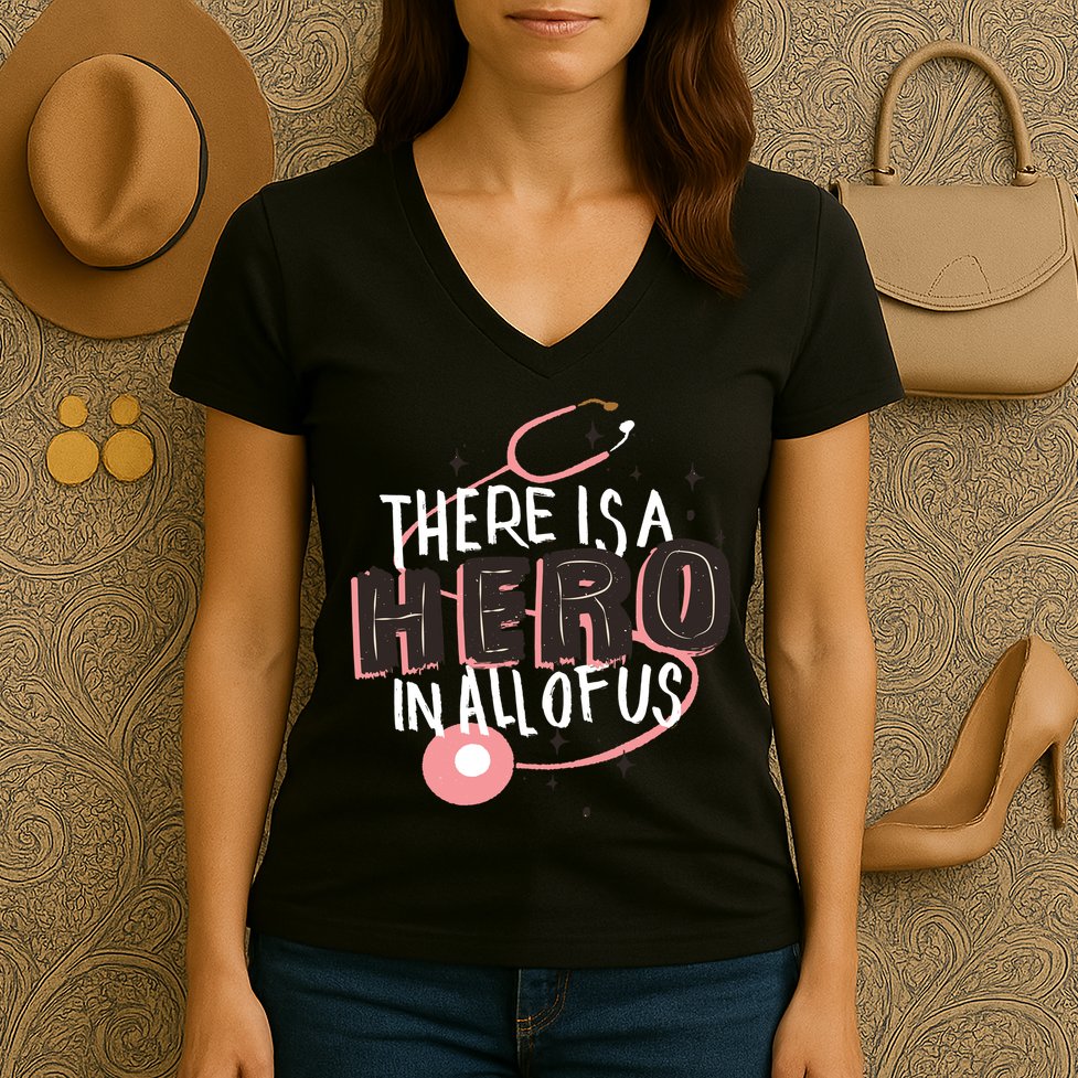 There Is A Hero In All Of Us Nurses Doctors Women's V-Neck T-Shirt