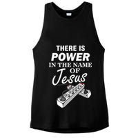 There Is Power In The Name of Jesus Ladies PosiCharge Tri-Blend Wicking Tank