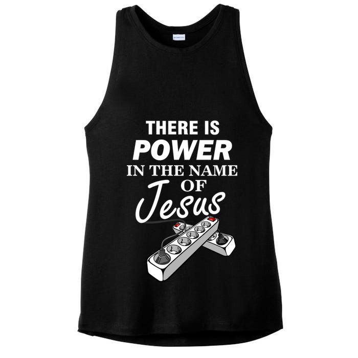 There Is Power In The Name of Jesus Ladies PosiCharge Tri-Blend Wicking Tank