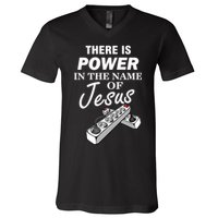 There Is Power In The Name of Jesus V-Neck T-Shirt