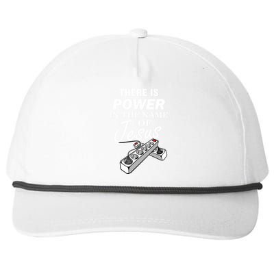 There Is Power In The Name of Jesus Snapback Five-Panel Rope Hat