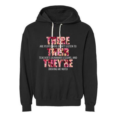 There Their They're Grammar Lessons Garment-Dyed Fleece Hoodie