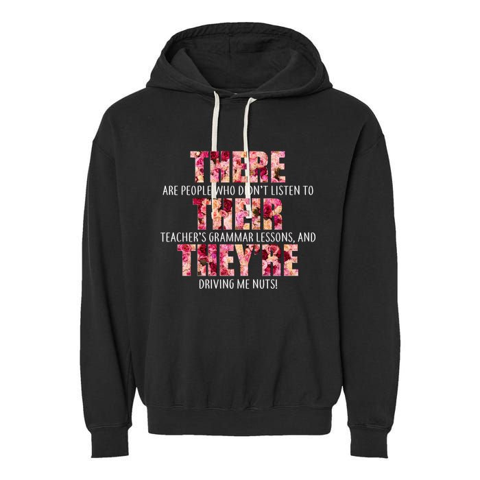 There Their They're Grammar Lessons Garment-Dyed Fleece Hoodie