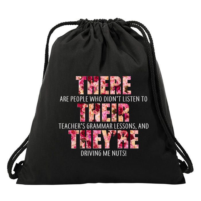 There Their They're Grammar Lessons Drawstring Bag