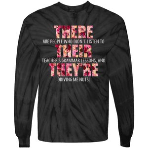 There Their They're Grammar Lessons Tie-Dye Long Sleeve Shirt