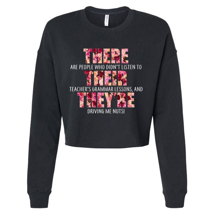 There Their They're Grammar Lessons Cropped Pullover Crew