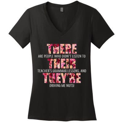 There Their They're Grammar Lessons Women's V-Neck T-Shirt