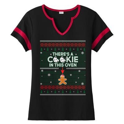 There's A Cookie In This Oven Ugly Christmas Sweater Ladies Halftime Notch Neck Tee