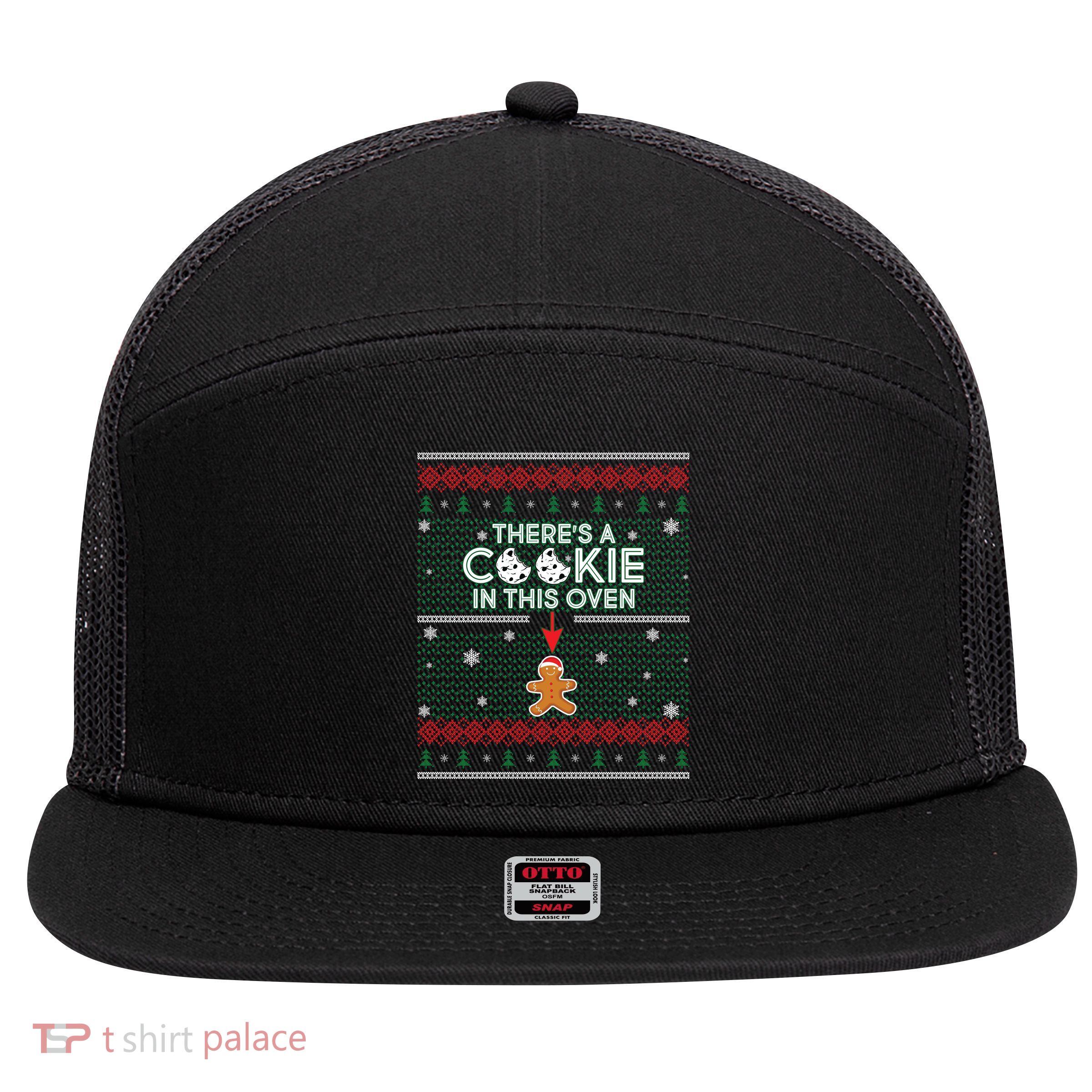 There's A Cookie In This Oven Ugly Christmas Sweater 7 Panel Mesh Trucker Snapback Hat