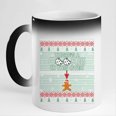 There's A Cookie In This Oven Ugly Christmas Sweater 11oz Black Color Changing Mug