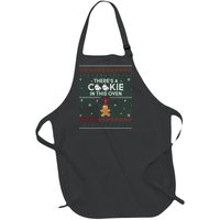 There's A Cookie In This Oven Ugly Christmas Sweater Full-Length Apron With Pockets