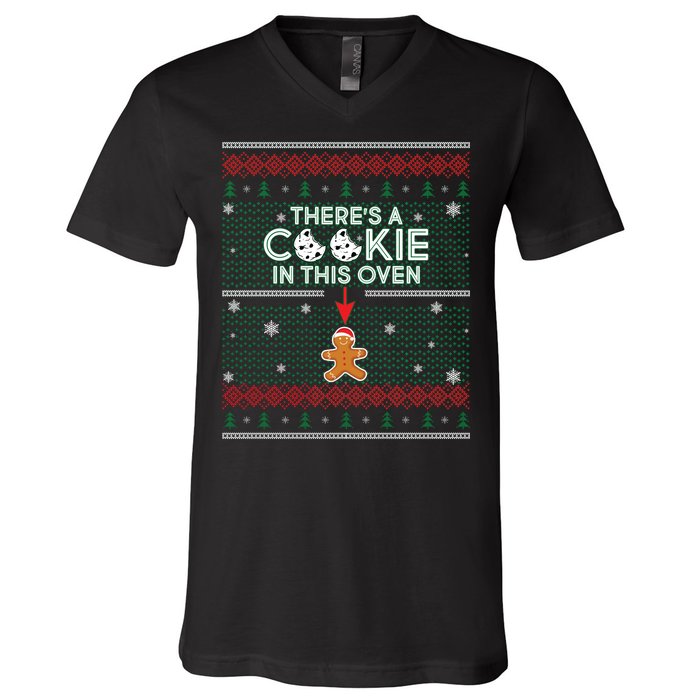 There's A Cookie In This Oven Ugly Christmas Sweater V-Neck T-Shirt