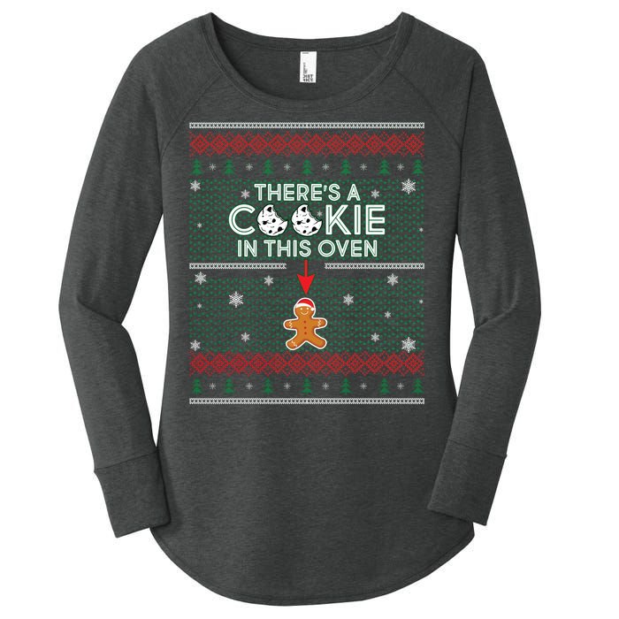 There's A Cookie In This Oven Ugly Christmas Sweater Women's Perfect Tri Tunic Long Sleeve Shirt