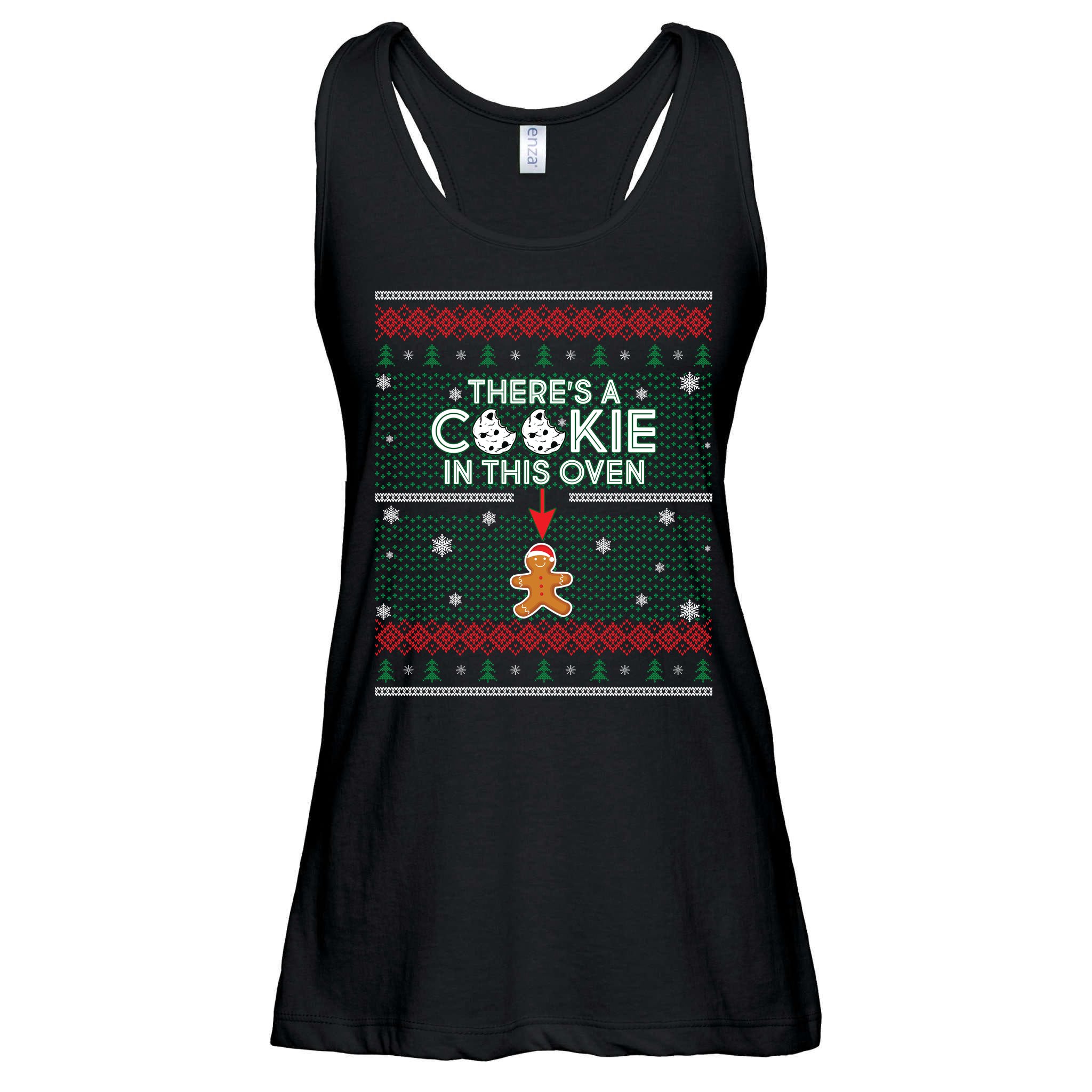 There's A Cookie In This Oven Ugly Christmas Sweater Ladies Essential Flowy Tank