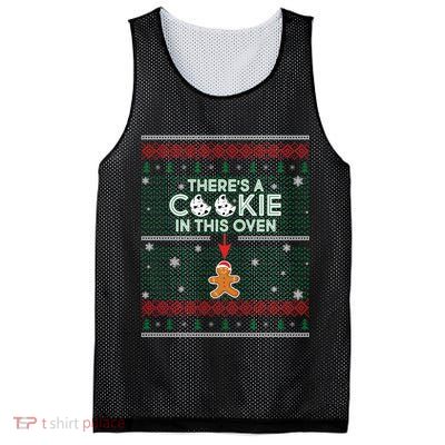 There's A Cookie In This Oven Ugly Christmas Sweater Mesh Reversible Basketball Jersey Tank