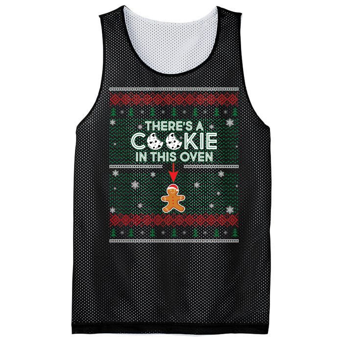 There's A Cookie In This Oven Ugly Christmas Sweater Mesh Reversible Basketball Jersey Tank