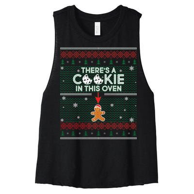 There's A Cookie In This Oven Ugly Christmas Sweater Women's Racerback Cropped Tank