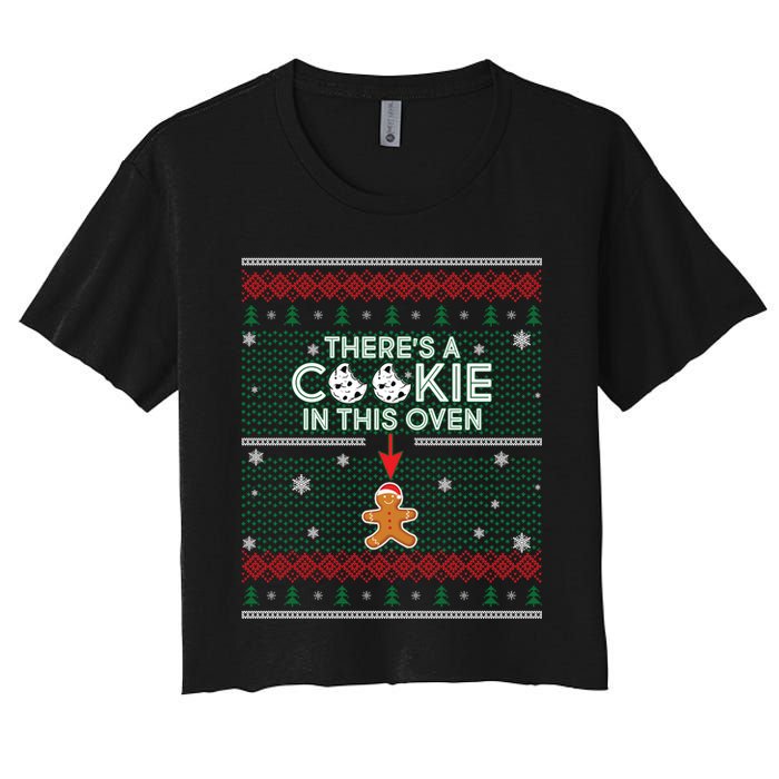 There's A Cookie In This Oven Ugly Christmas Sweater Crop Top